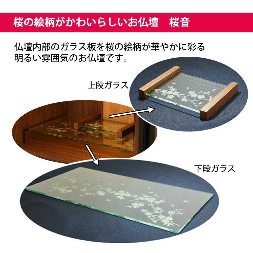 仏壇 桜音Ⅳ (さくらね) ウォールナット 高さ42cm 仏具セットA - Image 4