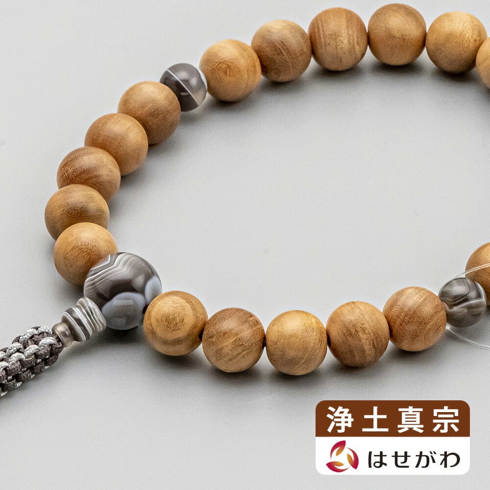 数珠 真宗 日本の木 桜 縞メノウ仕立て