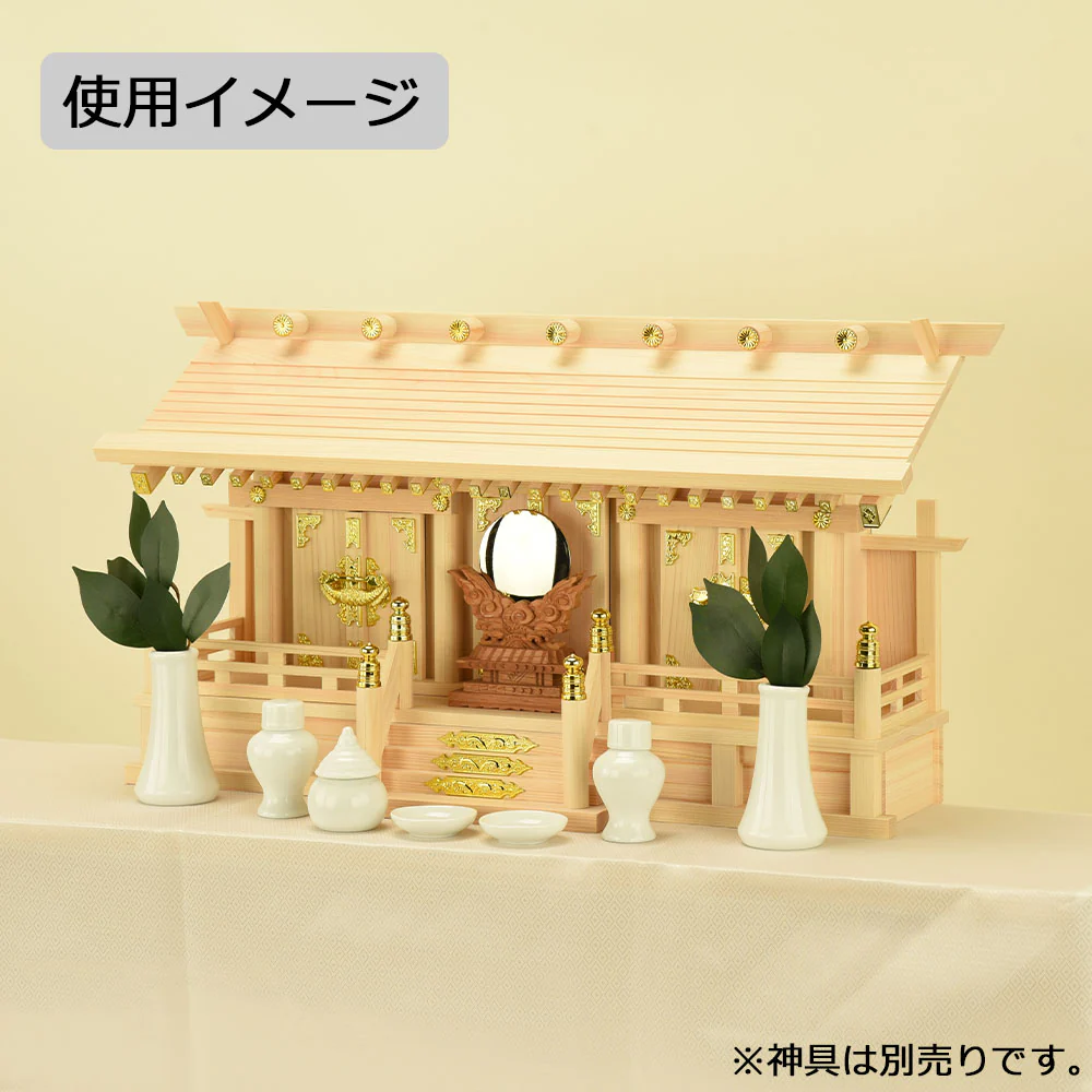 神殿 新寸通し屋根 三社 桧 - Image 4