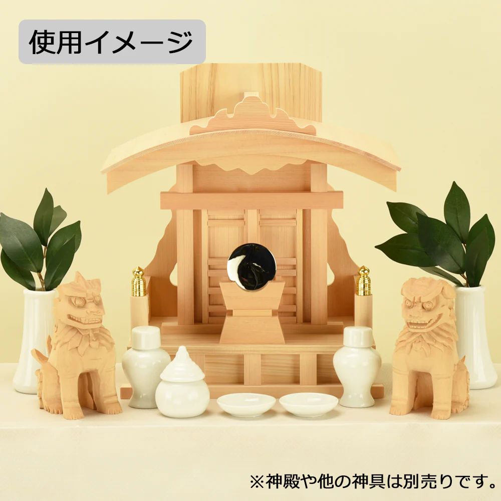 神具 木彫狛犬 白木 4.0寸 - Image 3