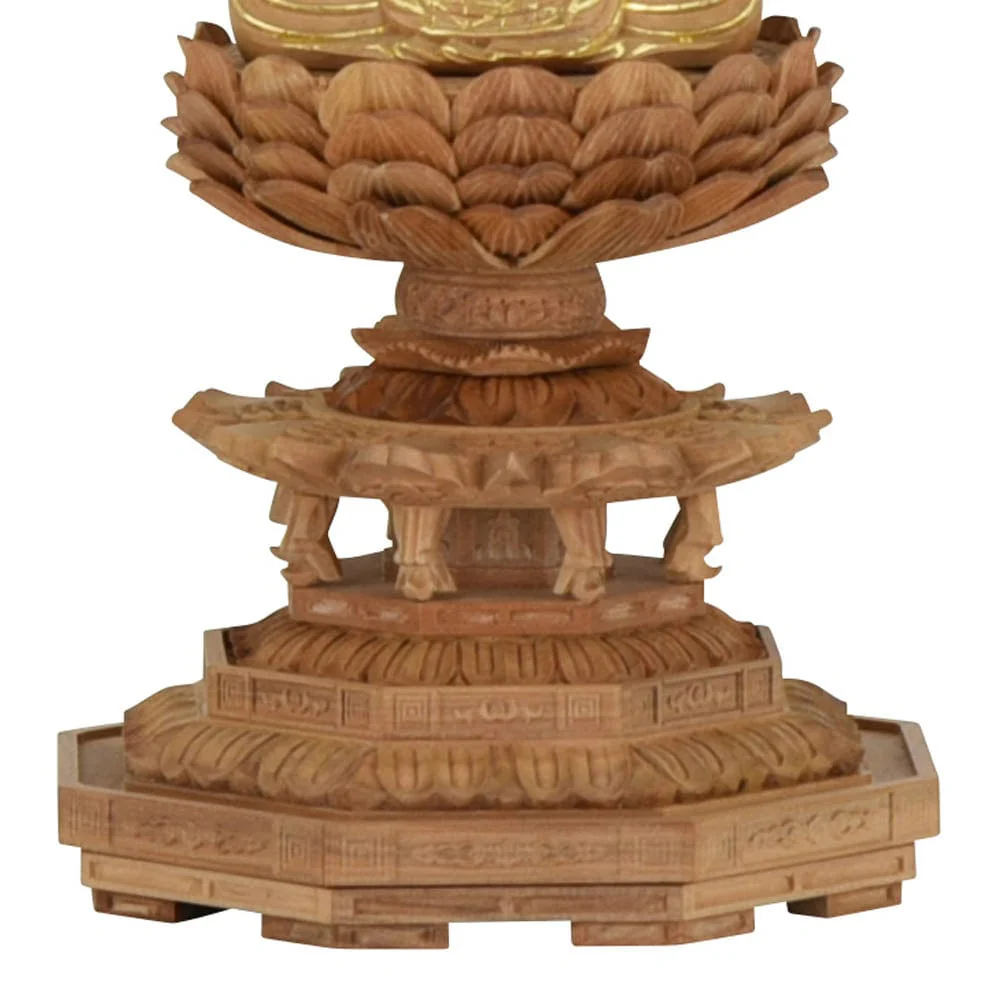 仏像 座釈迦 白檀 八角飛天 金粉紋様 2.5寸 - Image 5