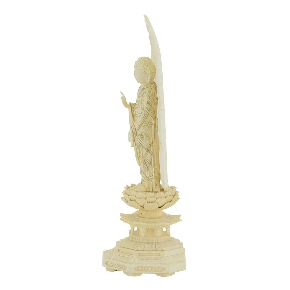 仏像 浄土 ツゲ 八角 金粉紋様 4.0寸 - Image 3