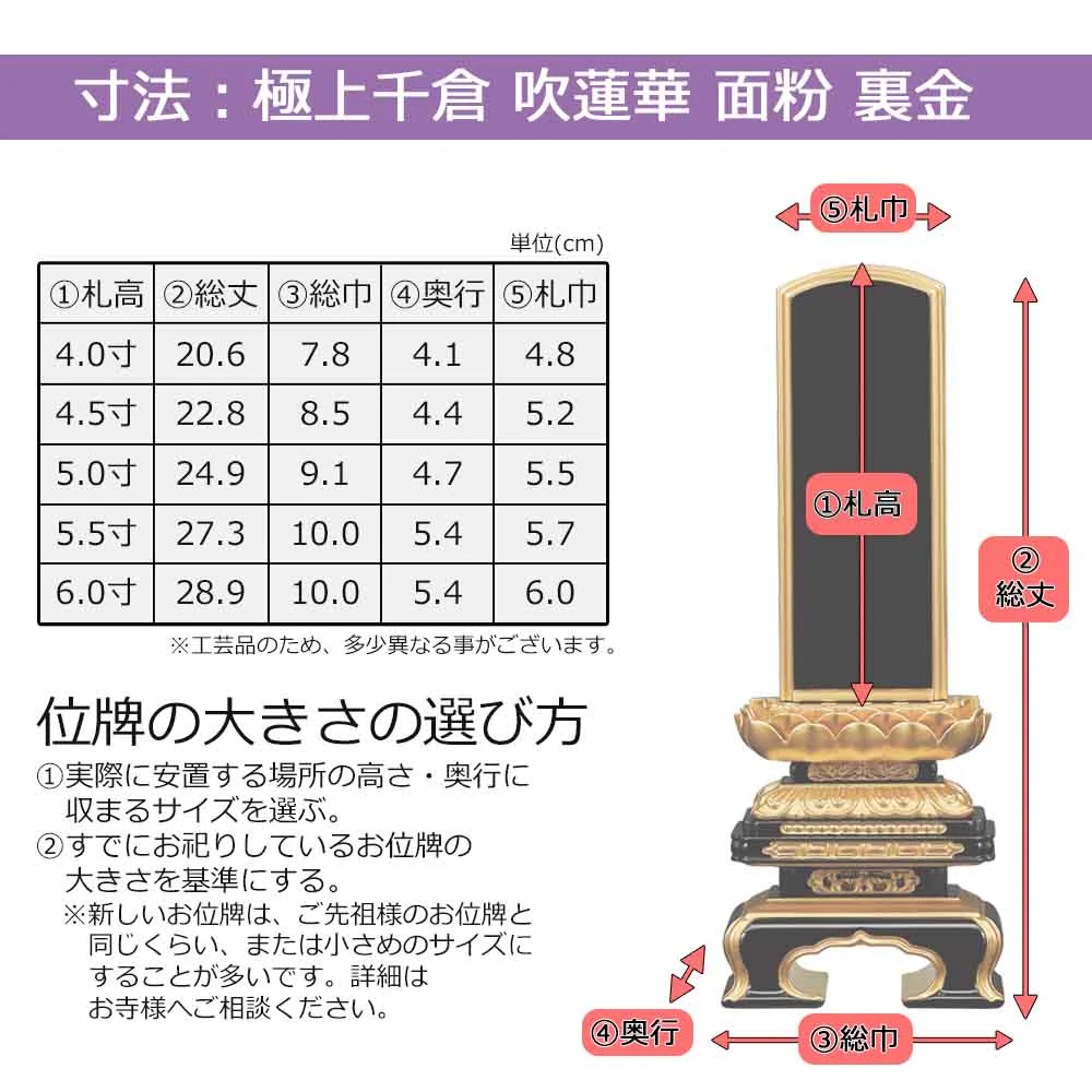 位牌 極上千倉 吹蓮華 面粉 裏金 - Image 6
