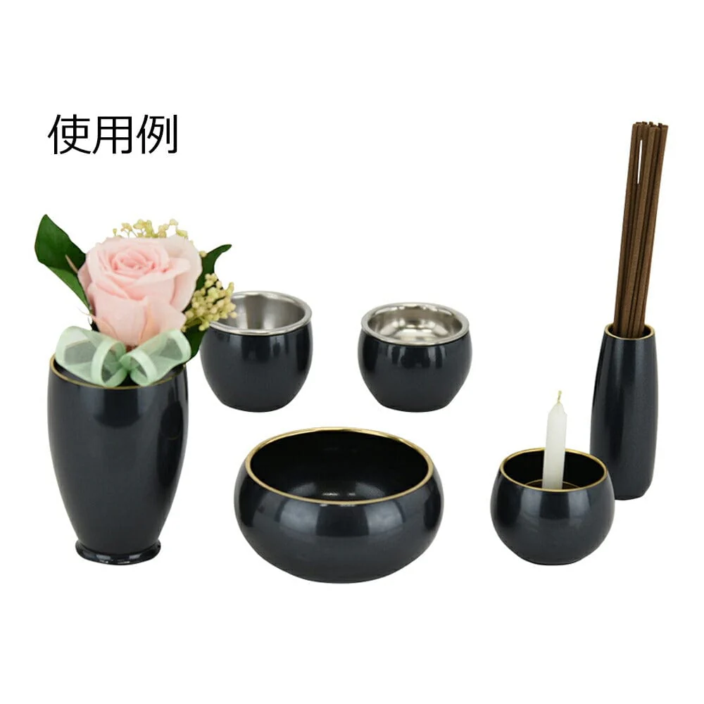 六具足 彩り 丸型 藍鉄色 フチ金 ミニ - Image 8