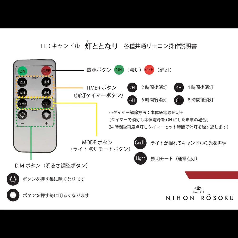 LEDキャンドル ひととなり用 リモコン - Image 3