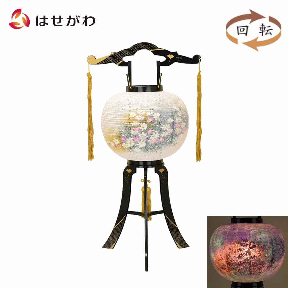 回転 あかり 綾型 11号 蒔絵絵入