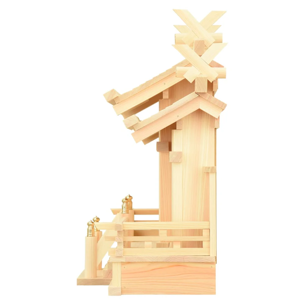 神棚 神具セット 本金具 屋根違い三社 小 - Image 6