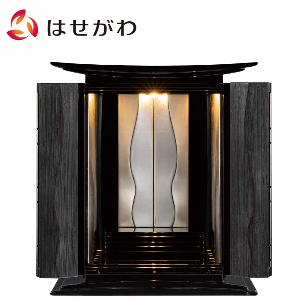 仏壇 波浄美(はじょうび) ブラック×プラチナ 高さ49cm