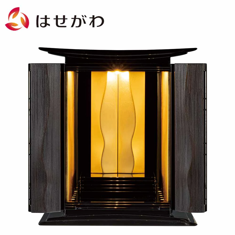 仏壇 波浄美（はじょうび） ブラック×ゴールド 高さ49cm